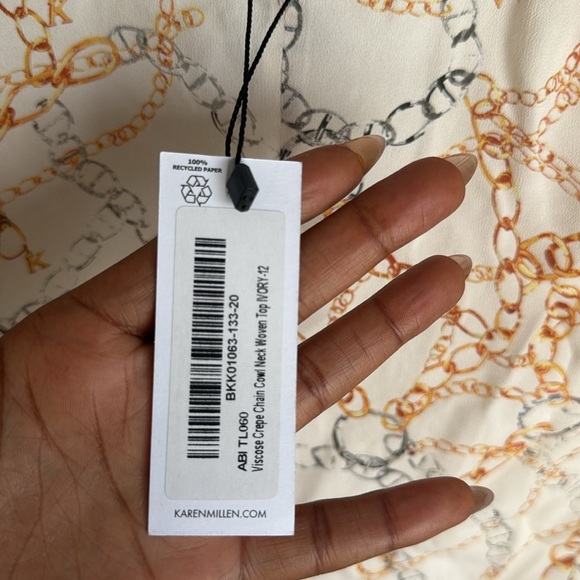 NEW Karen Millen Viscose Crepe Chain Cowl Neck Woven Top 8 - Picture 7 of 10